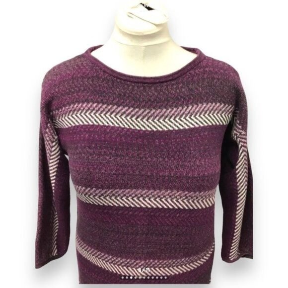 Chaps Women’s 3/4 Sleeve Boat Neck Pullover Knit Sweater, Berry, size L - Picture 2 of 10